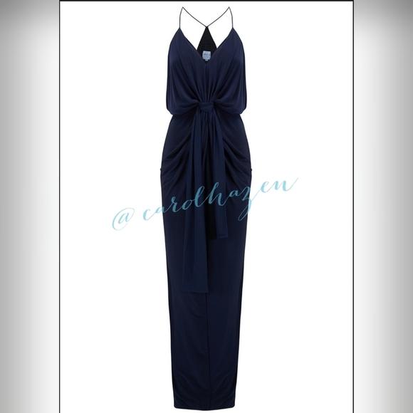 NEW Misa Los Angeles Domino MAXI Dress Twisted Knot RICH BLACK Luxury Summer - Picture 3 of 15